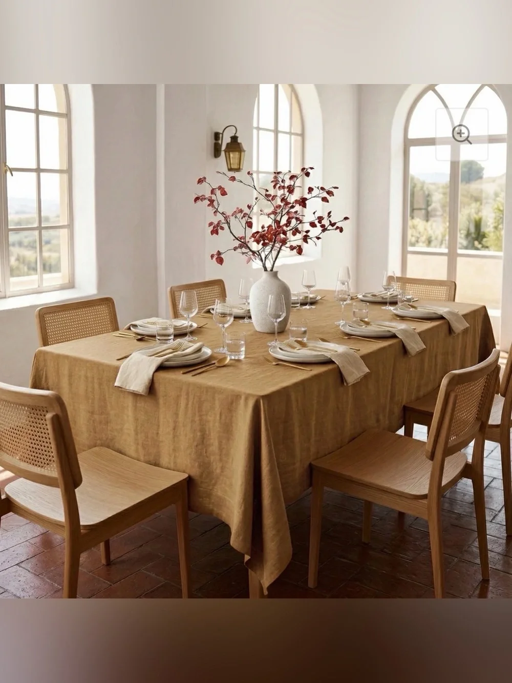 Solino Home Diana Medium Weight Tablecloth Tobacco Brown 60 x 90 in